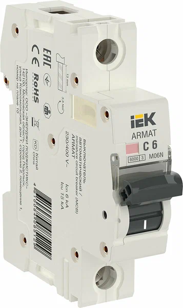 Автоматический выключатель 1P 6A "IEK" ARMATAR-M06N-1-C006