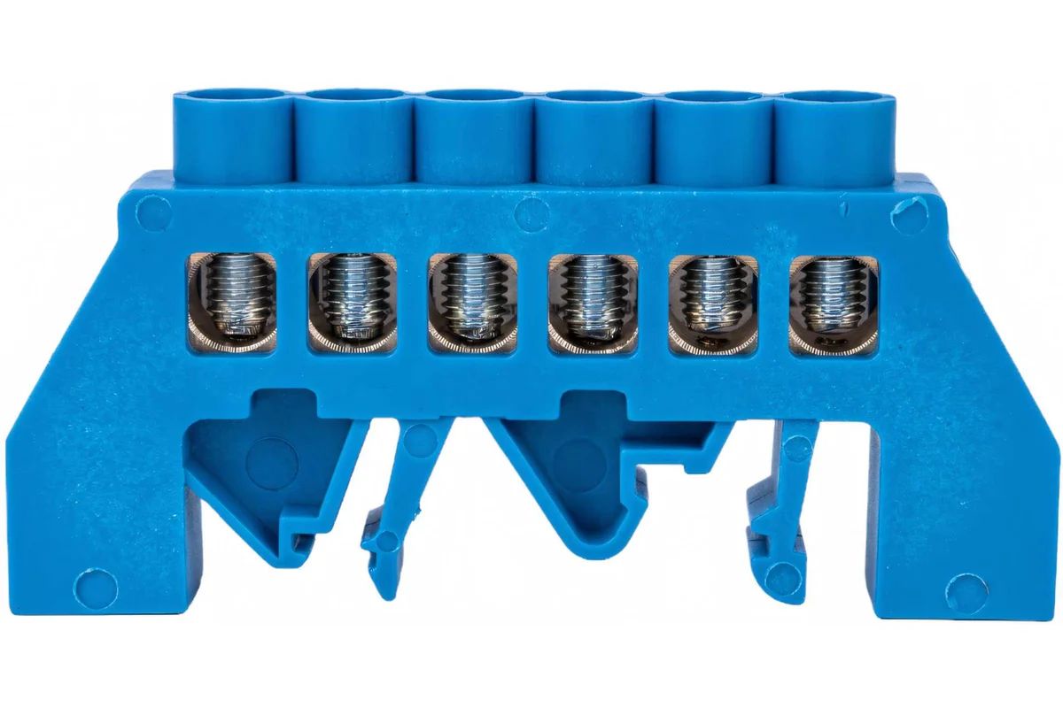 Шина "N" нулевая в синем изоляторе на DIN-рейку 8х12мм 6 групп, REXANT